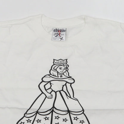 JERZEES Girls White   Basic T-Shirt Size 7-8 Years  - PRINCESS