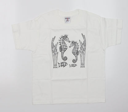 JERZEES Girls White   Basic T-Shirt Size 9-10 Years