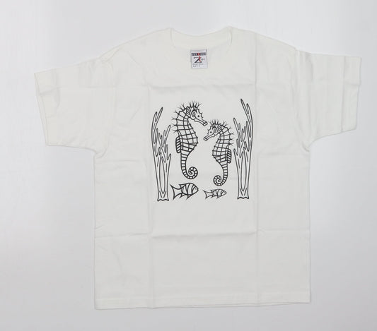 JERZEES Girls White   Basic T-Shirt Size 9-10 Years