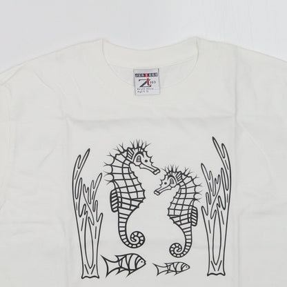 JERZEES Girls White   Basic T-Shirt Size 9-10 Years