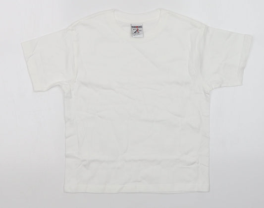 JERZEES Boys White   Basic T-Shirt Size 7-8 Years