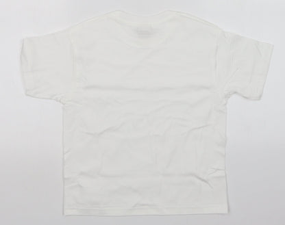 JERZEES Girls White   Basic T-Shirt Size 7-8 Years