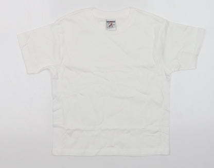 JERZEES Girls White   Basic T-Shirt Size 7-8 Years