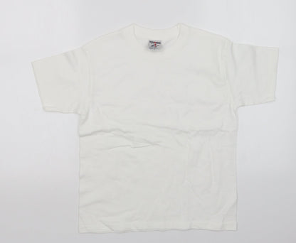 JERZEES Boys White   Basic T-Shirt Size 9-10 Years