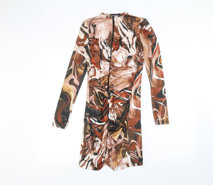 PRETTYLITTLETHING Womens Brown   Pencil Dress  Size 4