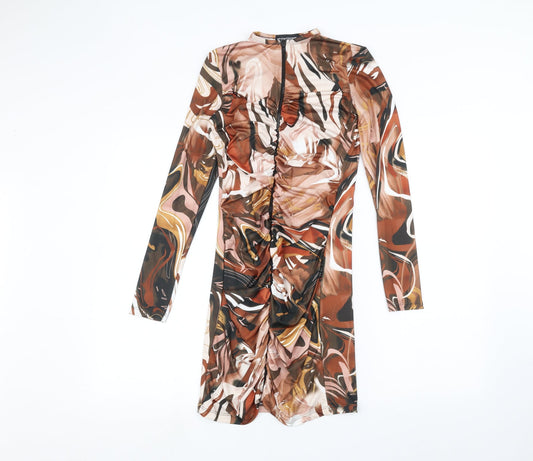 PRETTYLITTLETHING Womens Brown   Pencil Dress  Size 4