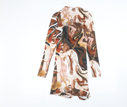 PRETTYLITTLETHING Womens Brown   Pencil Dress  Size 4