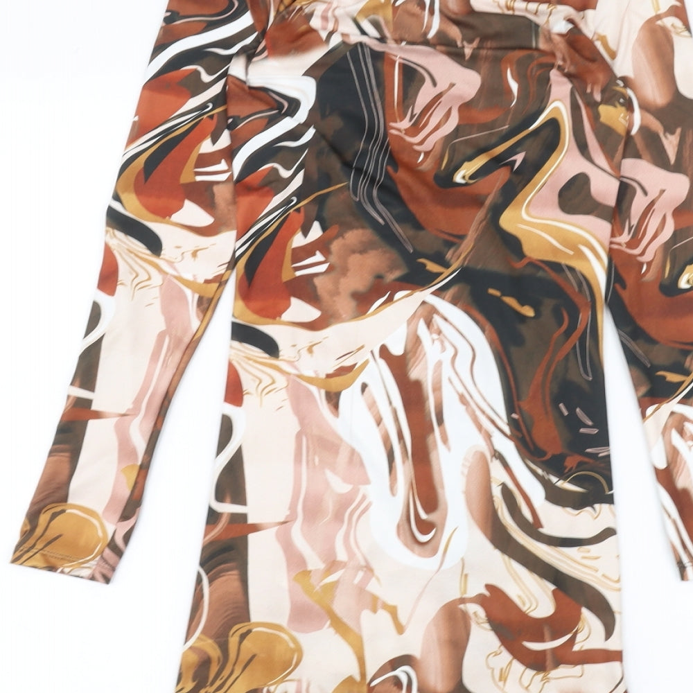 PRETTYLITTLETHING Womens Brown   Pencil Dress  Size 4