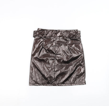 PRETTYLITTLETHING Womens Brown   Mini Skirt Size 4