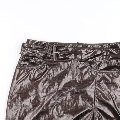 PRETTYLITTLETHING Womens Brown   Mini Skirt Size 4