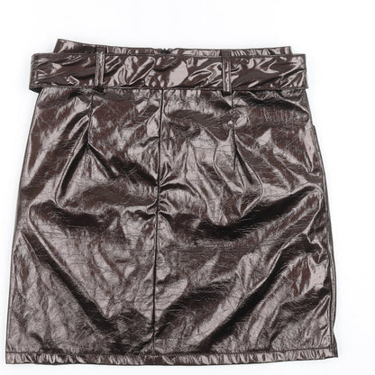 PRETTYLITTLETHING Womens Brown   Mini Skirt Size 4