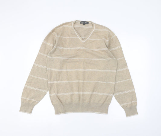 Marks and Spencer Mens Brown Striped  Pullover Jumper Size S