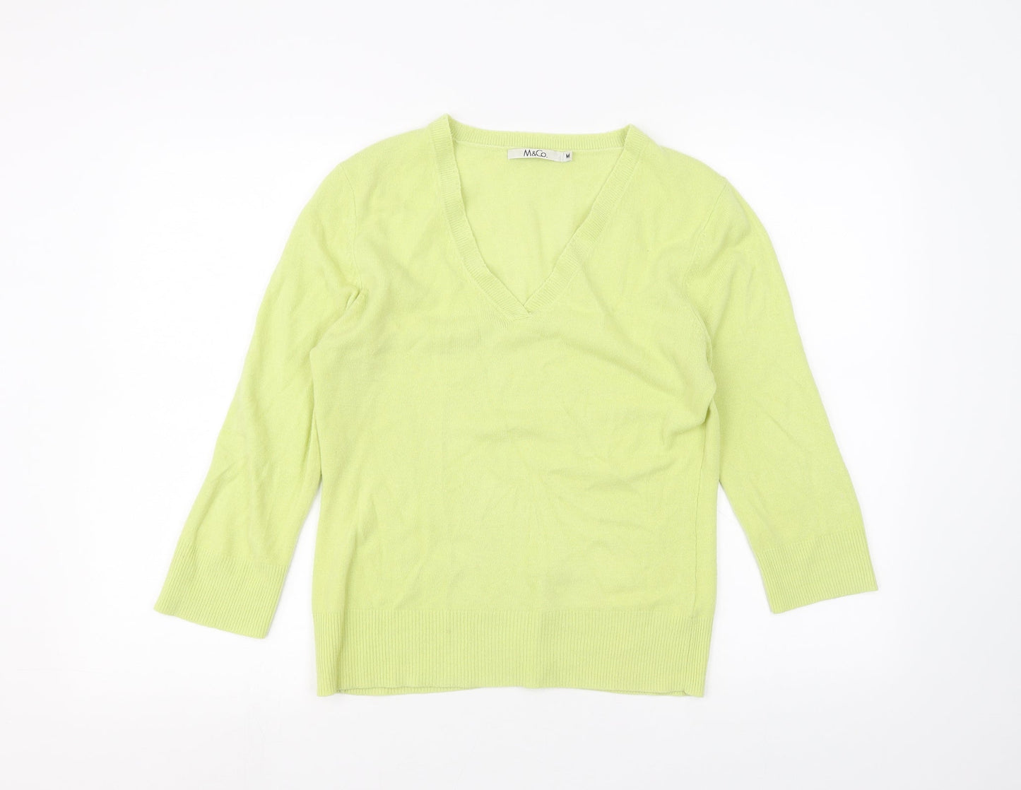 Womens UK Size M M&Co Green Basic T-Shirt