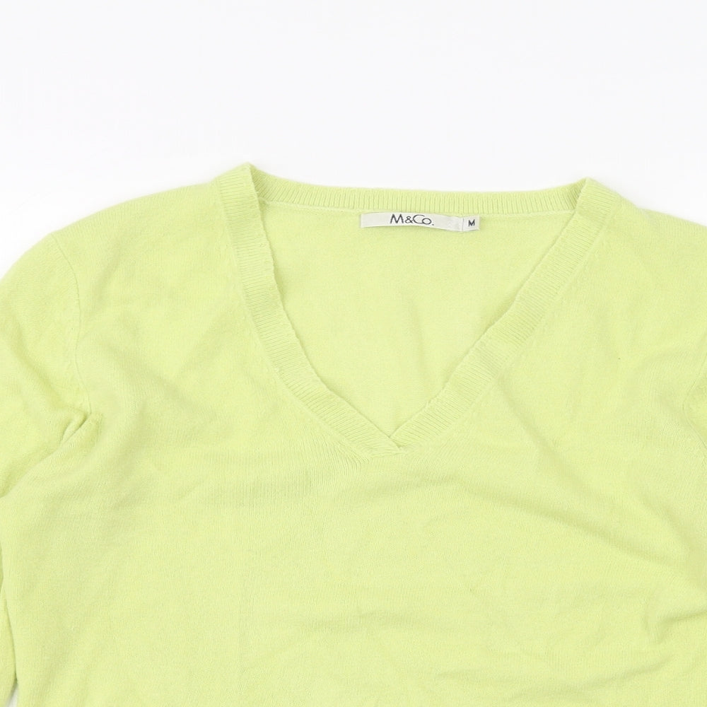 Womens UK Size M M&Co Green Basic T-Shirt