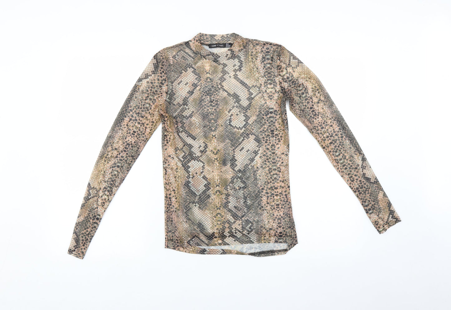 I SAW IT FIRST Womens Multicoloured Animal Print  Basic T-Shirt Size 6