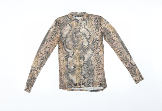 I SAW IT FIRST Womens Multicoloured Animal Print  Basic T-Shirt Size 6