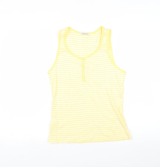 George Womens Yellow Striped  Basic T-Shirt Size 16