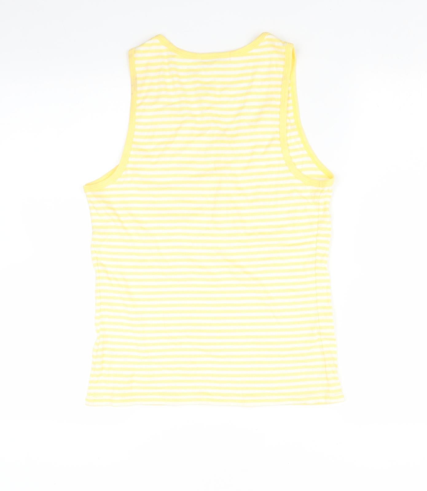 George Womens Yellow Striped  Basic T-Shirt Size 16