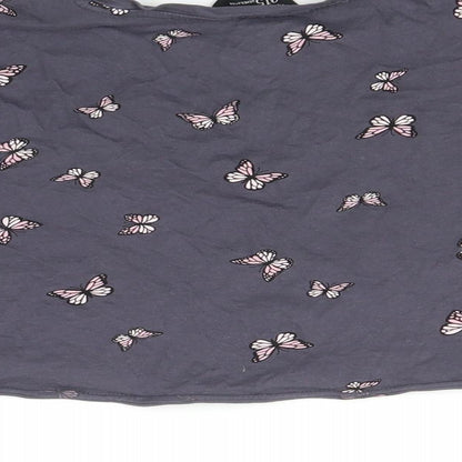 New Look Girls Grey   Basic T-Shirt Size 10-11 Years  - Butterfly print - cropped