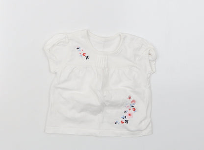 Nutmeg Girls White   Basic T-Shirt Size 3-6 Months