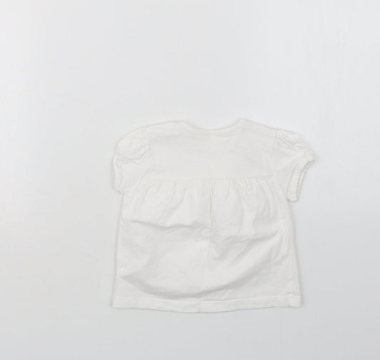 Nutmeg Girls White   Basic T-Shirt Size 3-6 Months