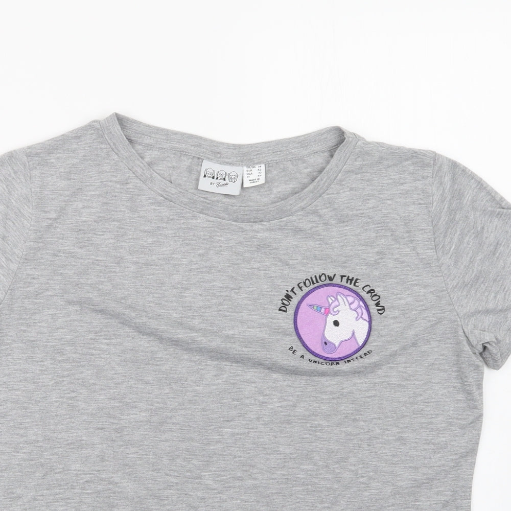 Womens UK Size 14 Bravado Grey Basic T-Shirt