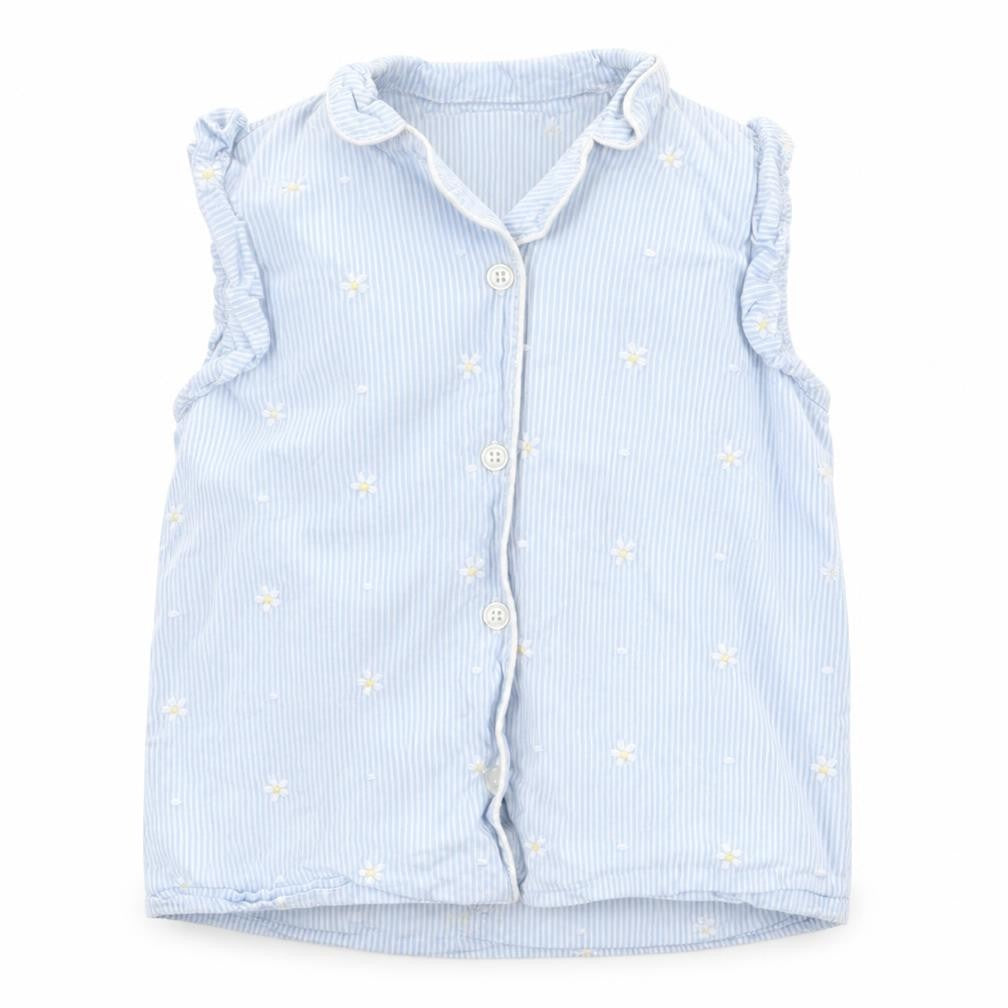 Tu Girls Blue Striped  Top Pyjama Top Size 6-7 Years