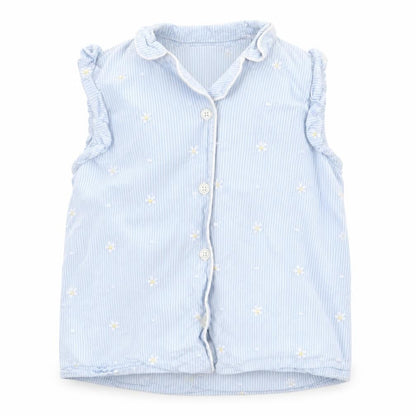 Tu Girls Blue Striped  Top Pyjama Top Size 6-7 Years