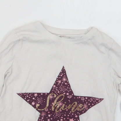 F&F Girls White Geometric  Top Pyjama Top Size 6-7 Years