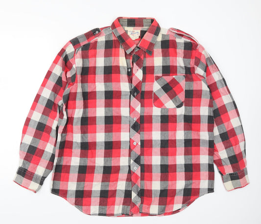 Mens UK Size XL Friendship Red  Button-Up Long Sleeve Casual Shirt