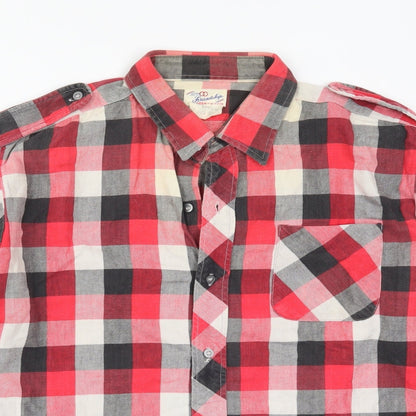 Mens UK Size XL Friendship Red  Button-Up Long Sleeve Casual Shirt