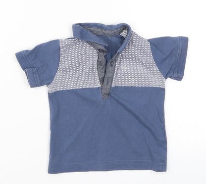 Matalan Boys Blue Geometric  Basic Polo Size 6-9 Months