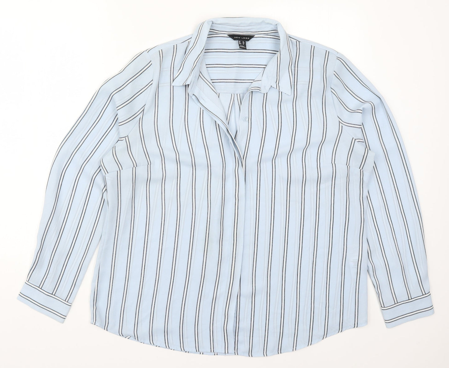 Womens UK Size 16 New Look Blue Basic Button-Up