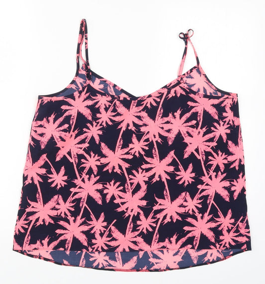 George Womens Pink   Basic Tank Size 14  - Palm Trees