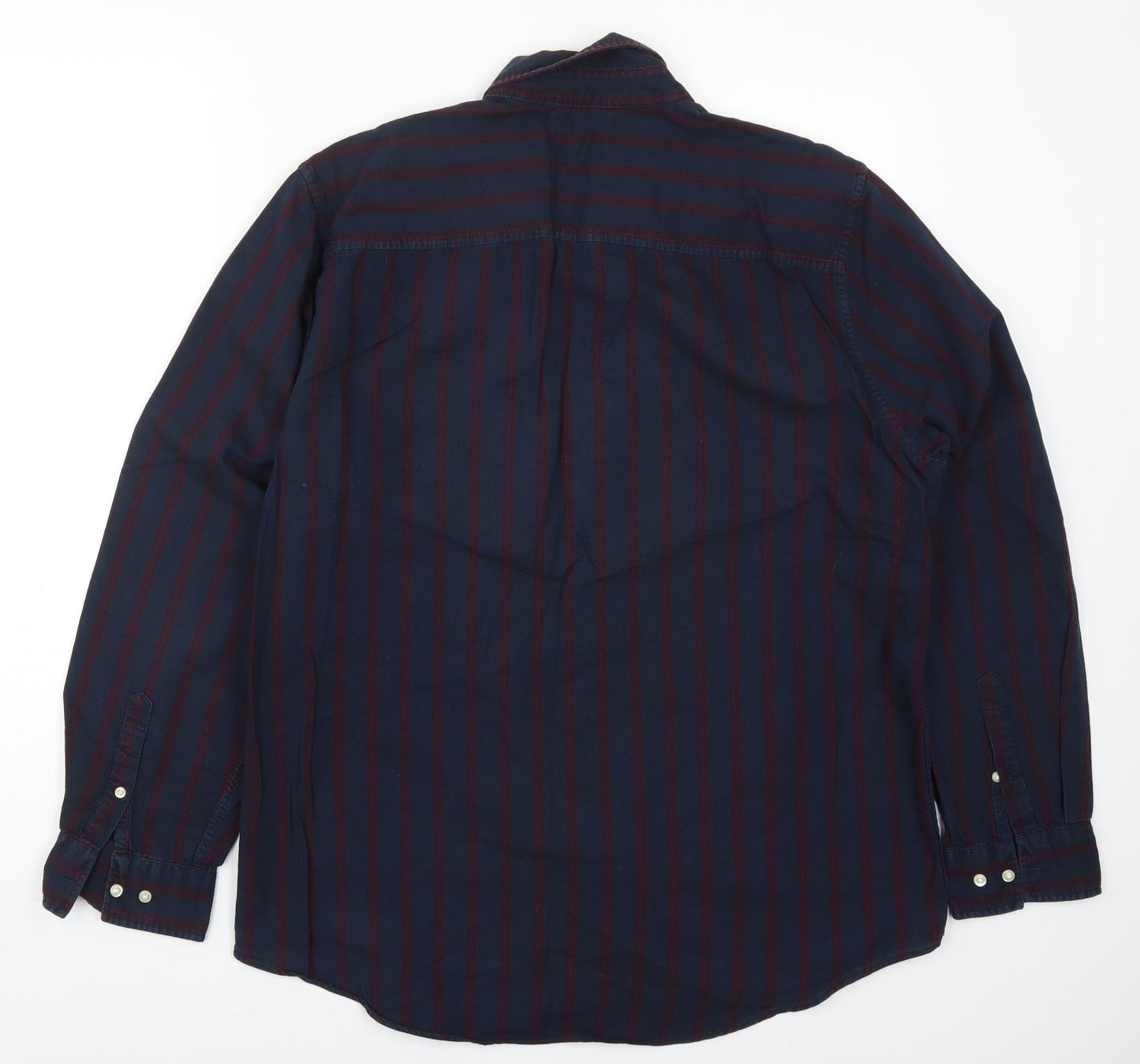 F&F Mens Blue Striped   Button-Up Size L  - Red