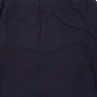 F&F Mens Blue Striped   Button-Up Size L  - Red