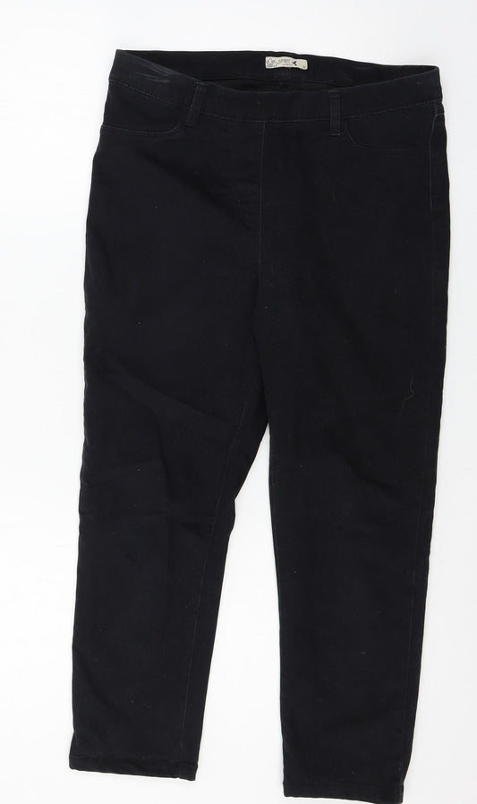 M&Co Womens Blue  Velour Jegging Jeans Size 10 L22 in