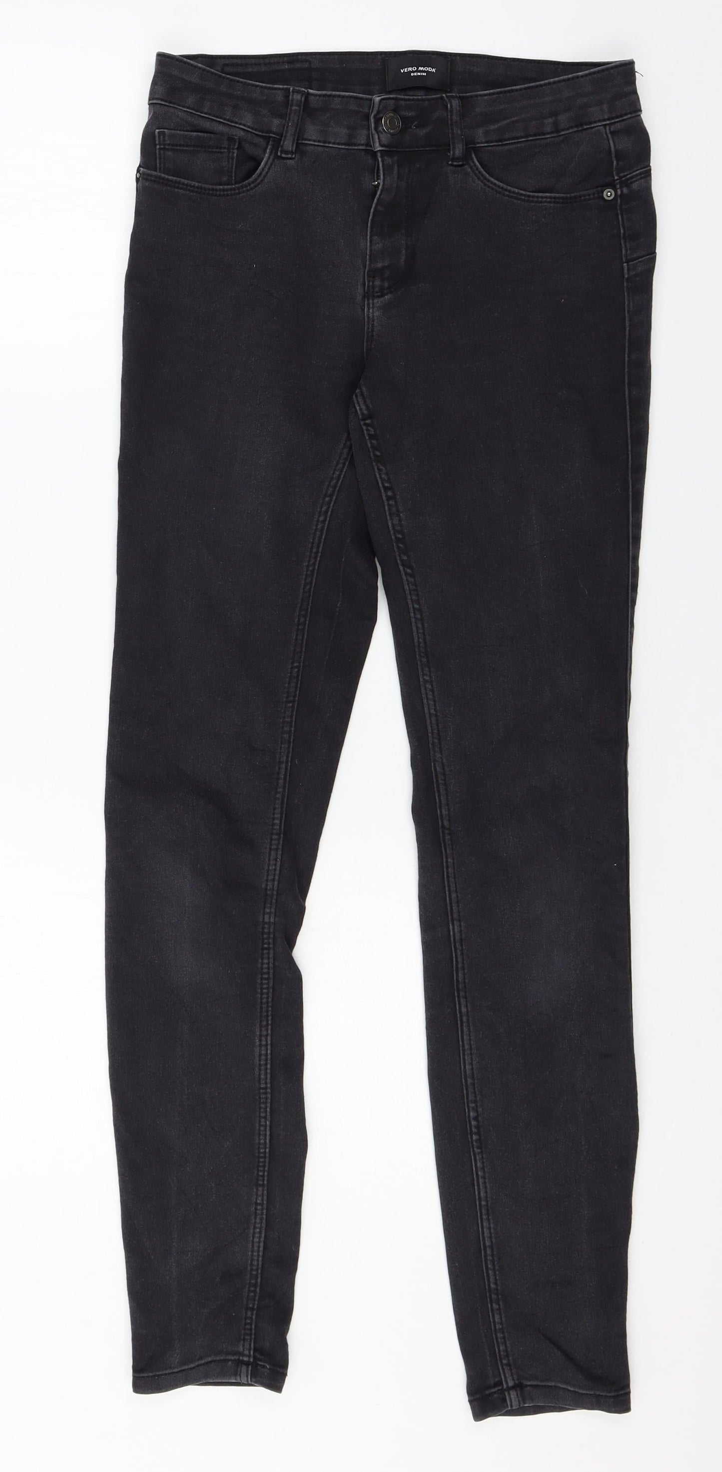 Womens UK Size XS VERO MODA Regular Fit Skinny Grey Jeans