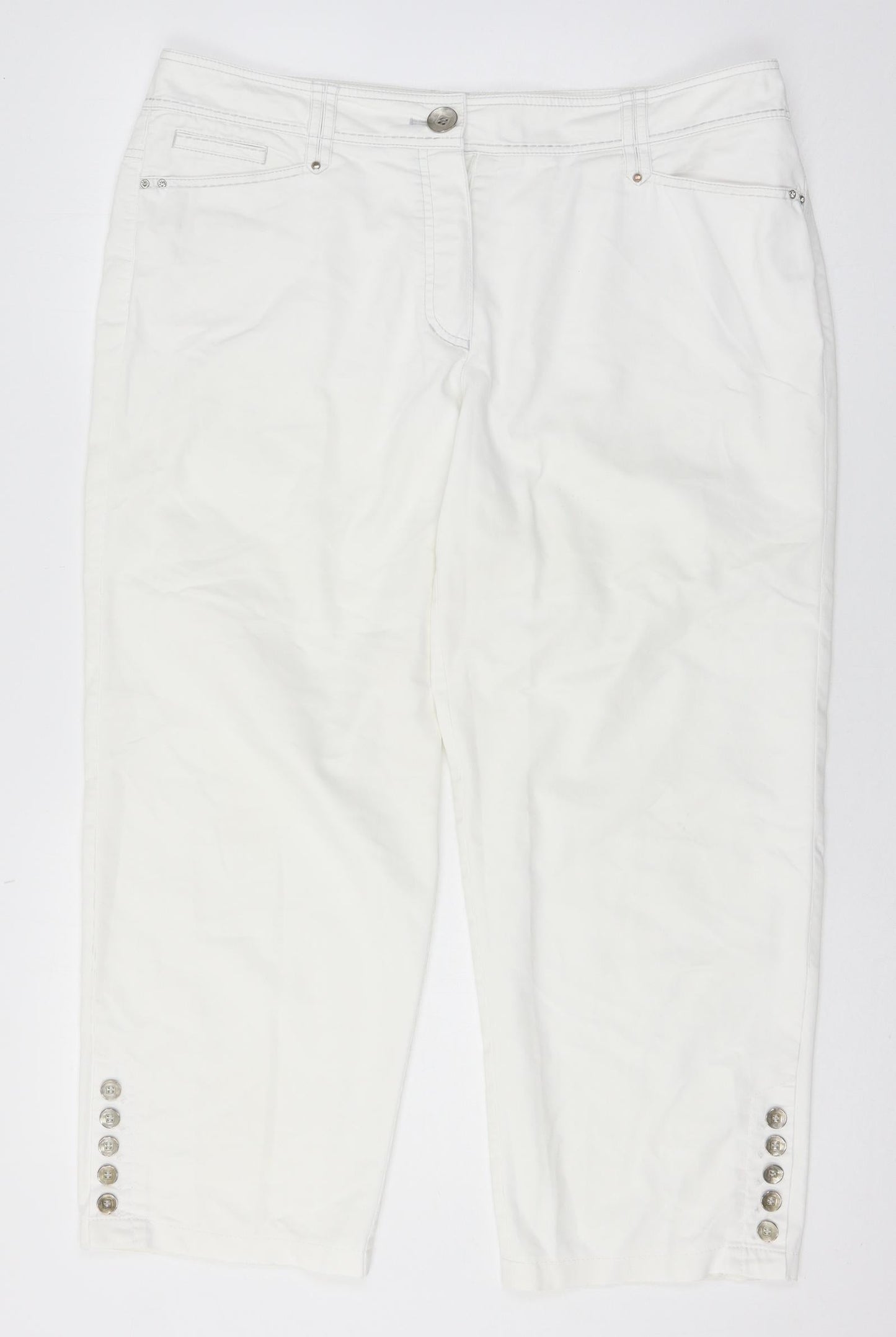 Gerry Weber Womens White   Cropped Trousers Size 36 in L24 in