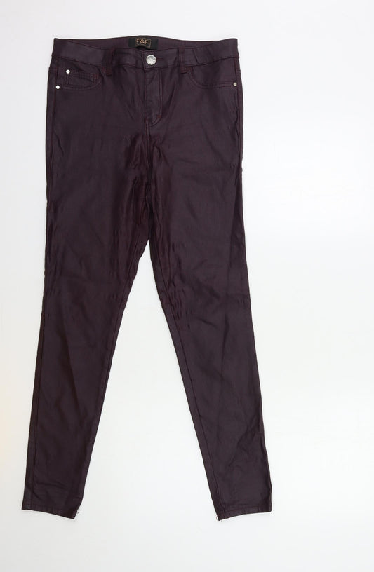 F&F Womens Red   Trousers  Size 30 in L30 in - Wet look
