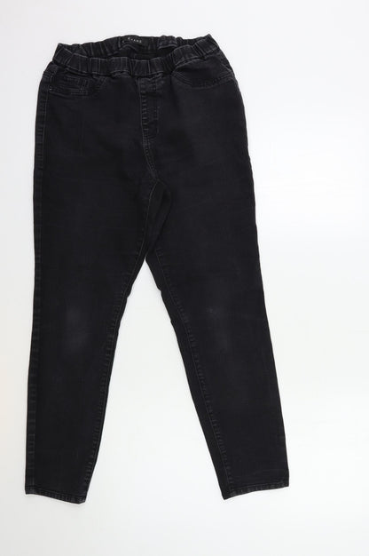 Evans Womens Black  Denim Skinny Jeans Size 14 L27 in