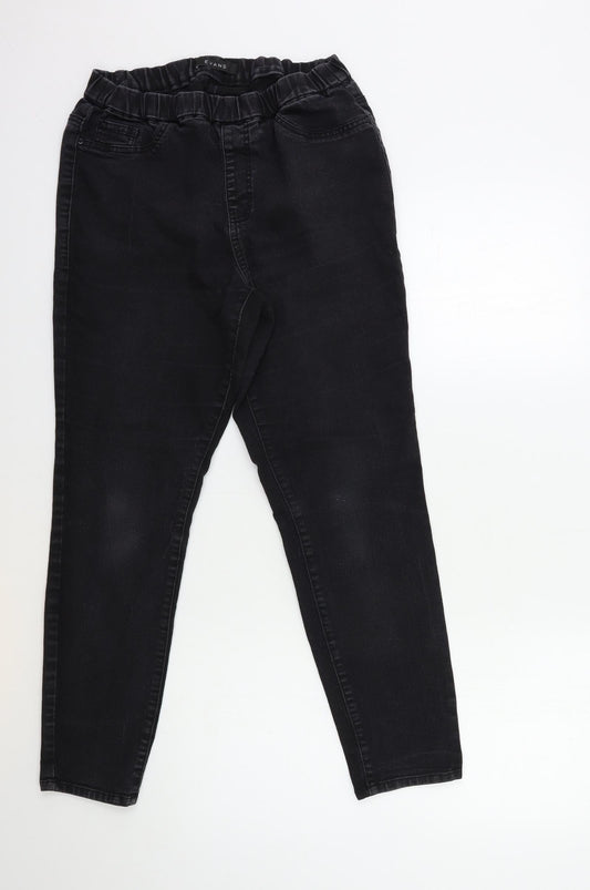 Evans Womens Black  Denim Skinny Jeans Size 14 L27 in