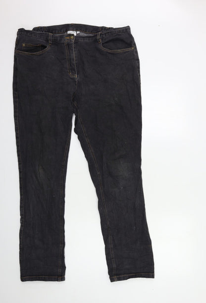 Signature Womens Grey  Denim Straight Jeans Size 2XL L31 in