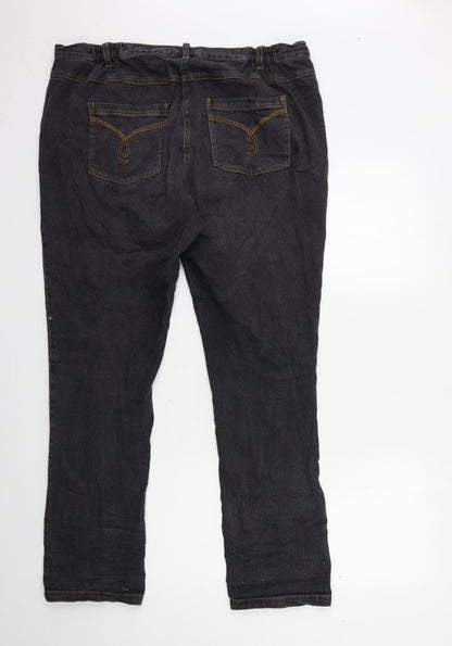 Signature Womens Grey  Denim Straight Jeans Size 2XL L31 in