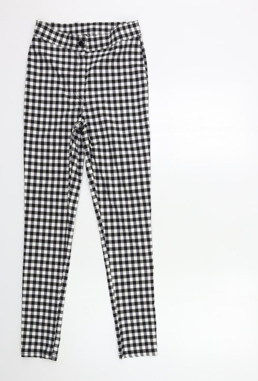 Select Womens Black Check  Trousers  Size 10 L28 in