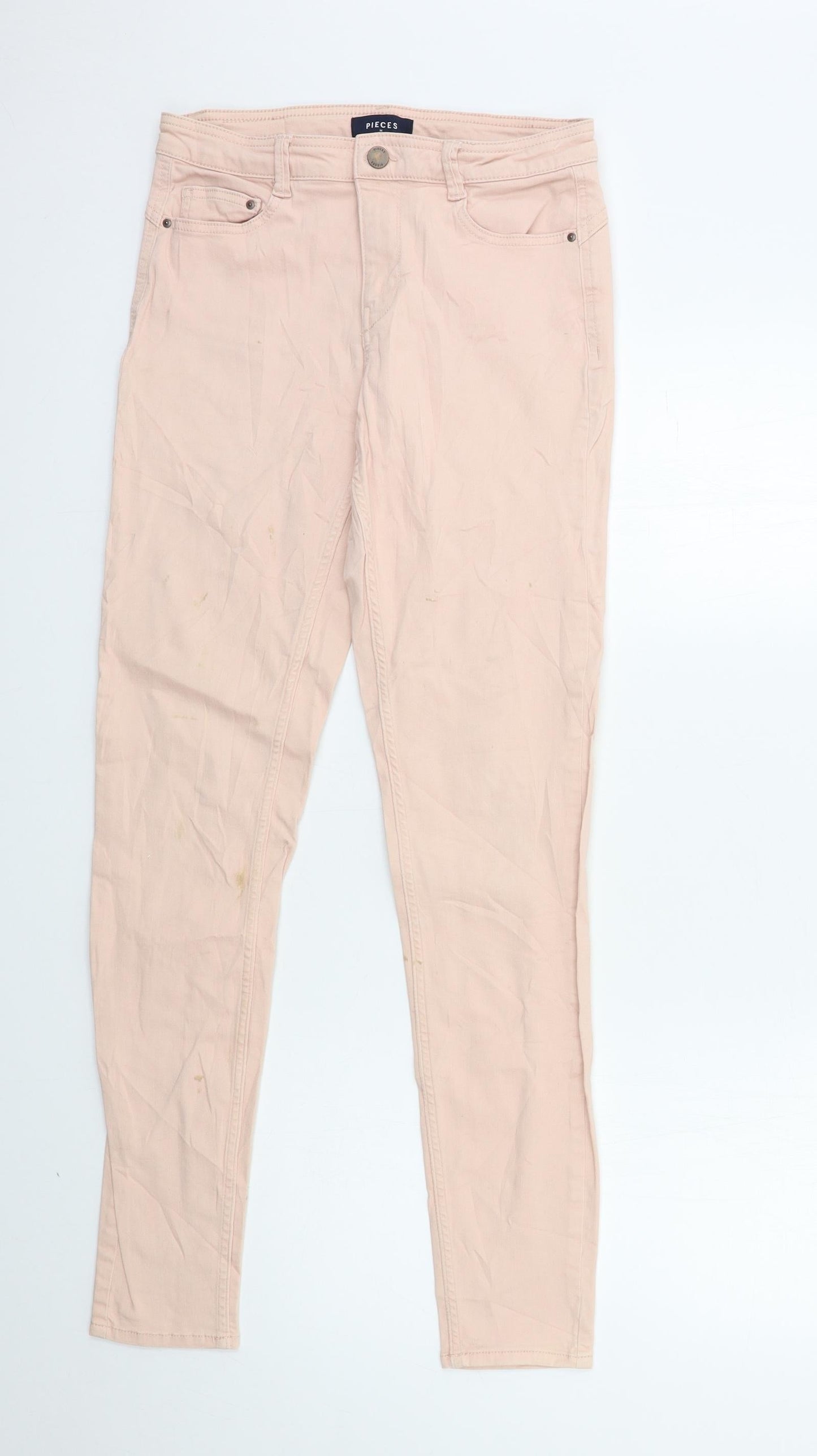 Womens UK Size M Pieces Regular Fit Skinny Pink Jeans