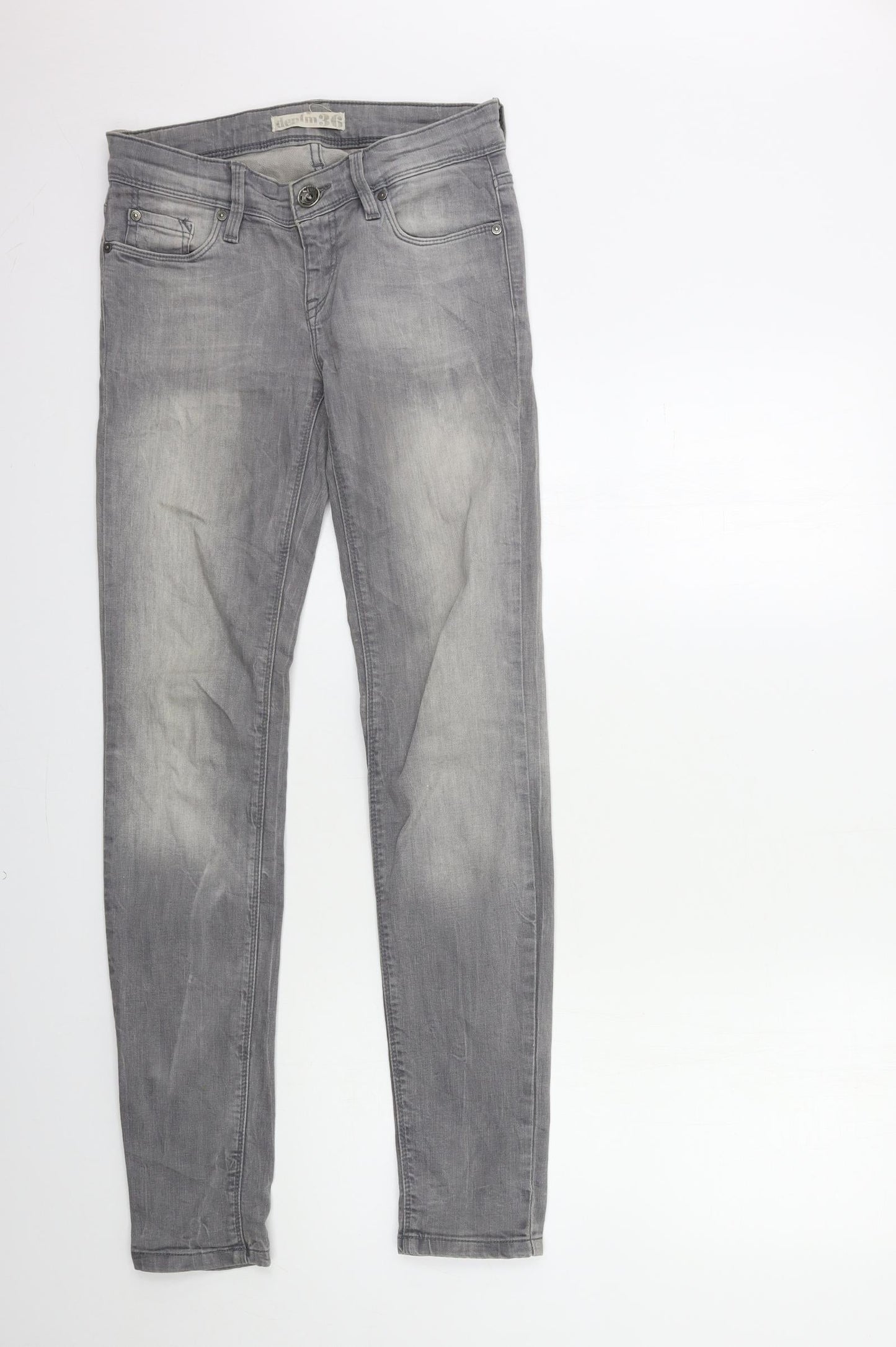 Preworn Womens Grey  Denim Skinny Jeans Size 8 L32 in