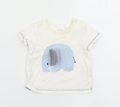 NEXT Baby White   Basic T-Shirt Size 0-3 Months  - elephant