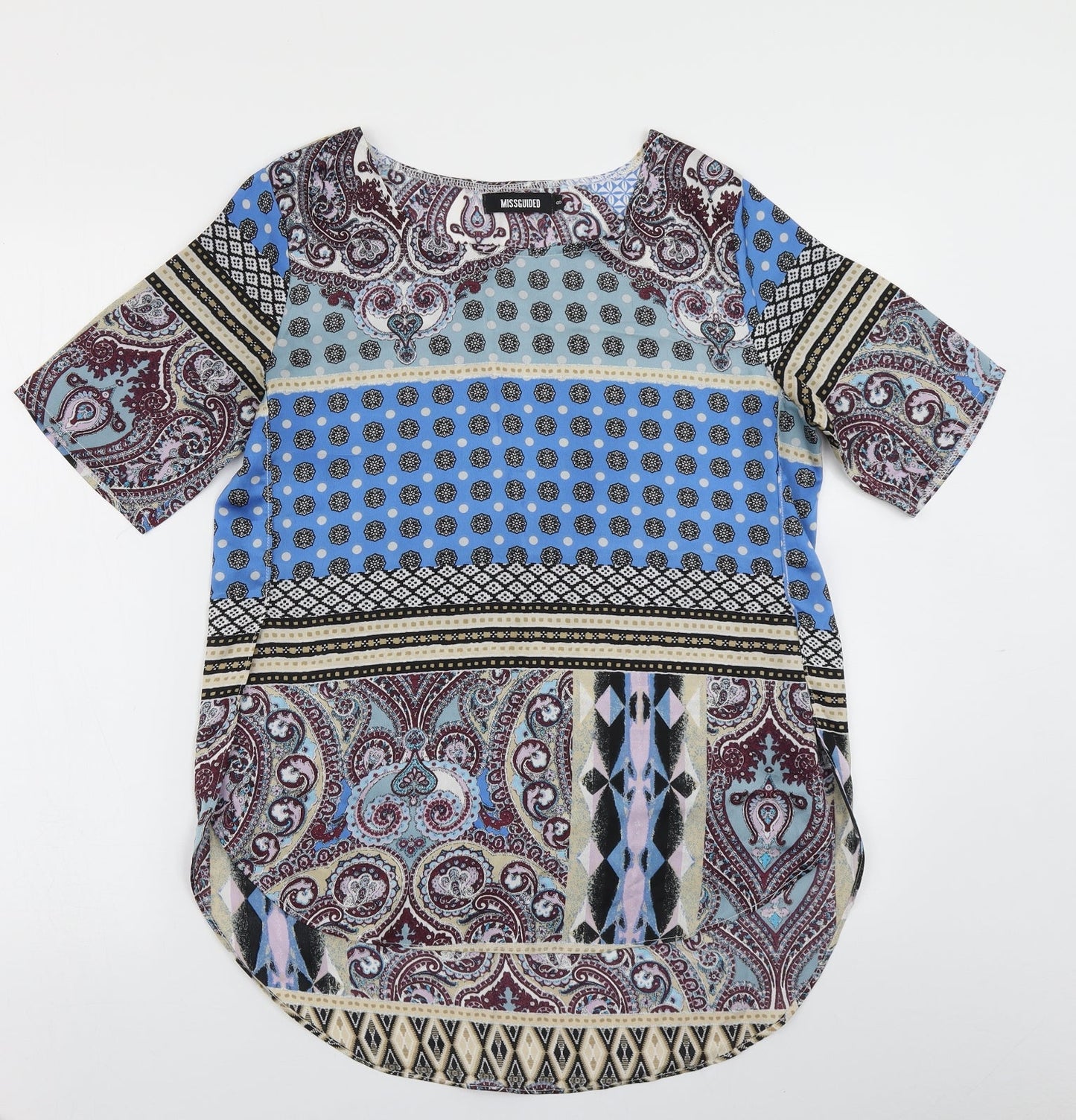 Womens UK Size 8 Missguided Blue Basic Blouse