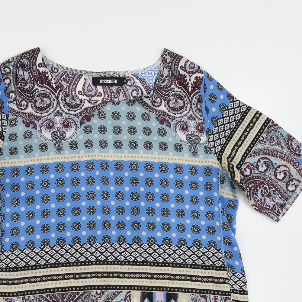 Womens UK Size 8 Missguided Blue Basic Blouse